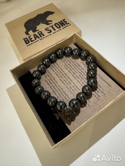 Браслет мужской Bear Stone. Гематит