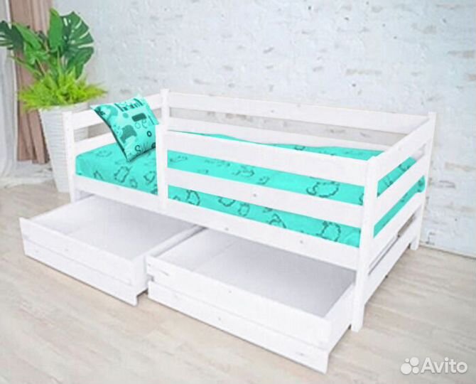 Кроватка софа эко из массива высокий борт от 2х ле