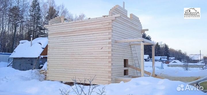 Строительство срубов домов из бруса 6х6 с крыльцом