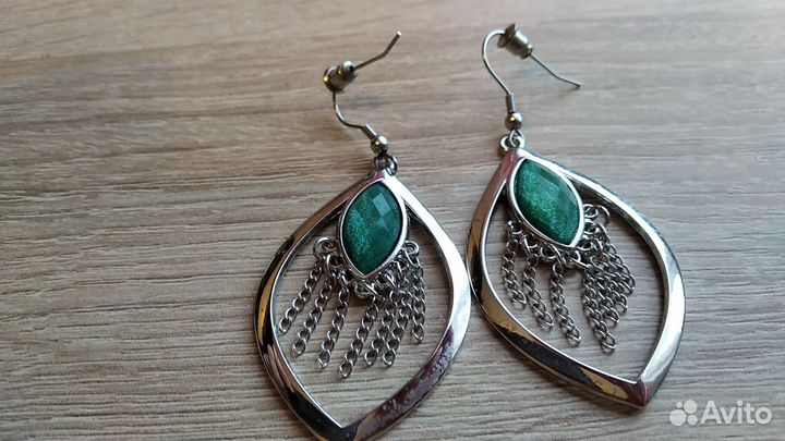 Серьги павлинье перо flourish earrings
