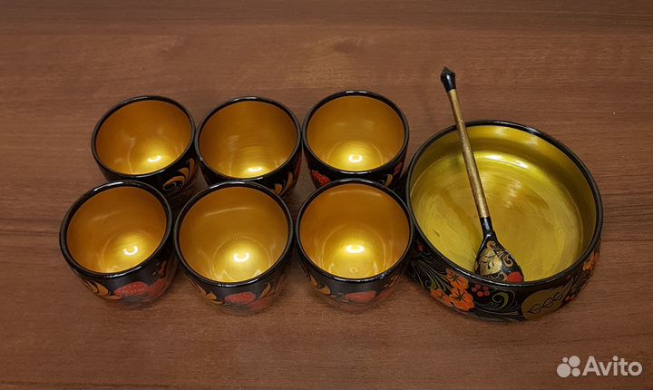 Стаканчики хохлома расписные деревянные набор