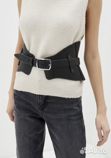 Ремень женский кожаный черный