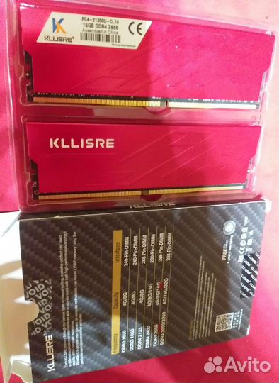 Kllisre ddr4 32gb (2х16gb) 3000MHz