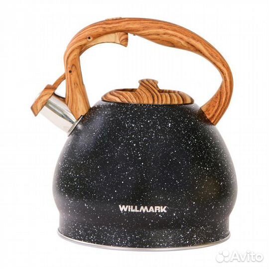 Чайник со свистком Willmark WTK-4033SS, Черный мат