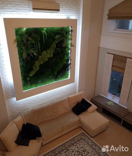 Картина из мха с подсветкой