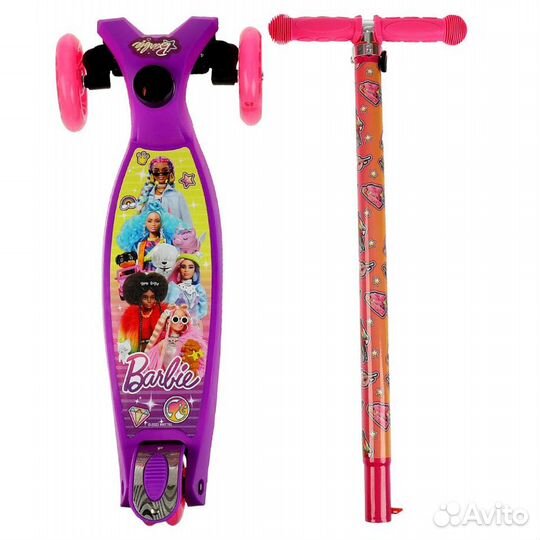 Самокат 3кол. барби упр. накл., кол. pu 120 и 2х80