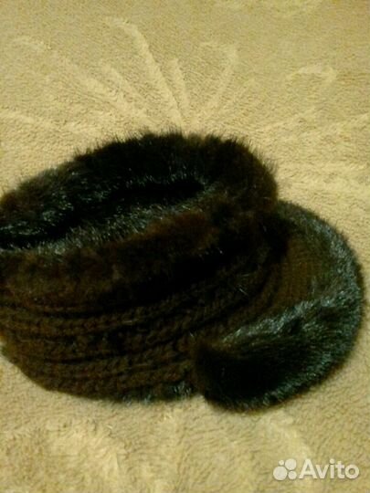 Головной убор, вязаная норка