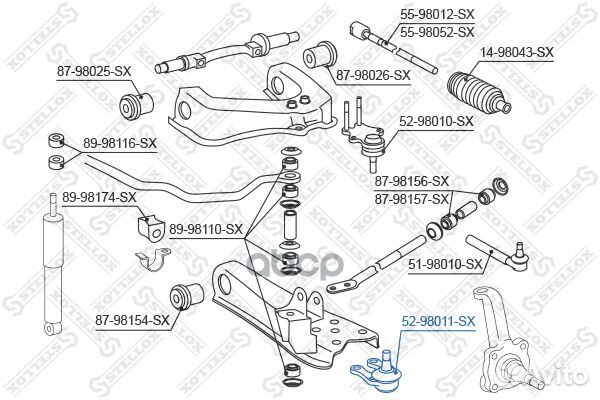 Опора шаровая нижняяToyota Hi-Ace 83-95 52-980