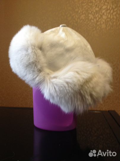 Шапка-ушанка песец/ нат. кожа