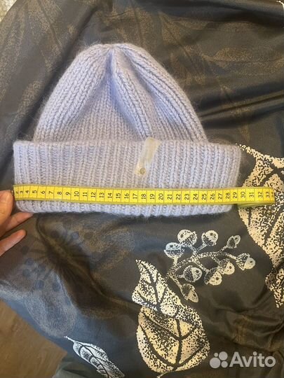 Шапка из пуха норки и шерсти голубая