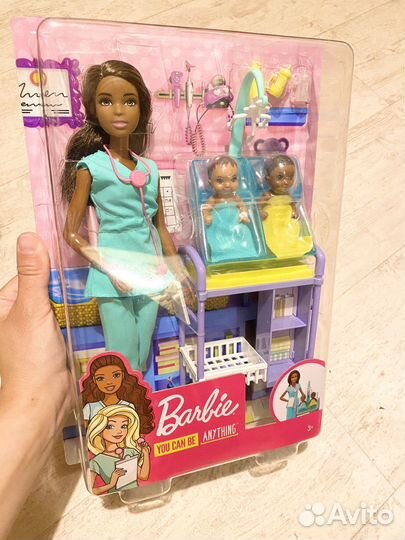 Новый Набор игровой Barbie Детский доктор Брюнетка