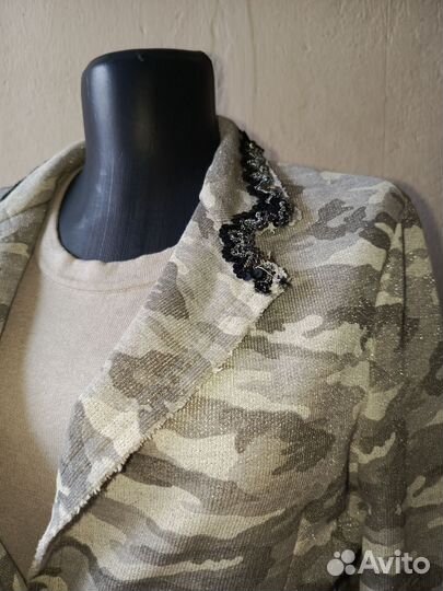 Италия жакет хлопковый серый с блеском 46