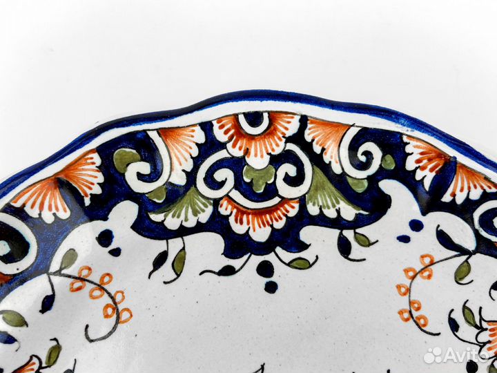 Антикварная тарелка, майолика, середина 20 века