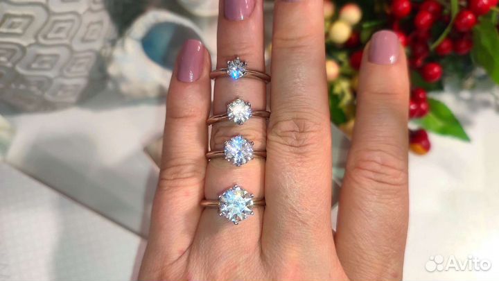 Кольца тиффани с муассанитами разная каратность