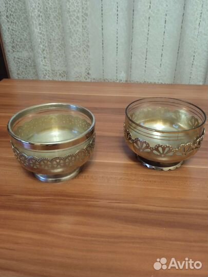 Конфетницы из СССР. Стекло +мельхиор