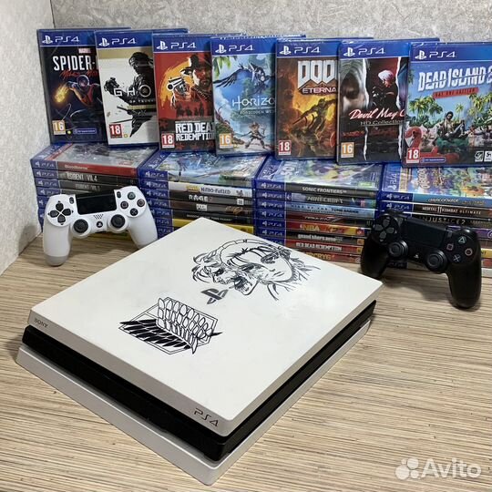 Sony PlayStation 4 Pro 1TB С Принтом Белая