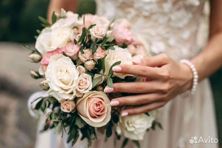 Свадебный букет невесты, бутоньерка, ободок