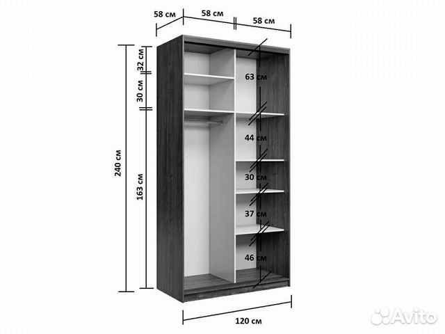 Шкаф купе 2 дверный Айсберг Лофт 120 см