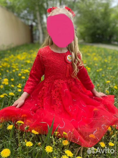 Платье для девочки 128 красное