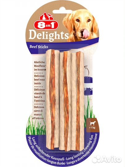Лакомство 8in1 delights Beef палочки с говядиной д