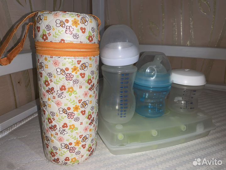 Молокоотсос ручной chicco, бутылочка, сушилка