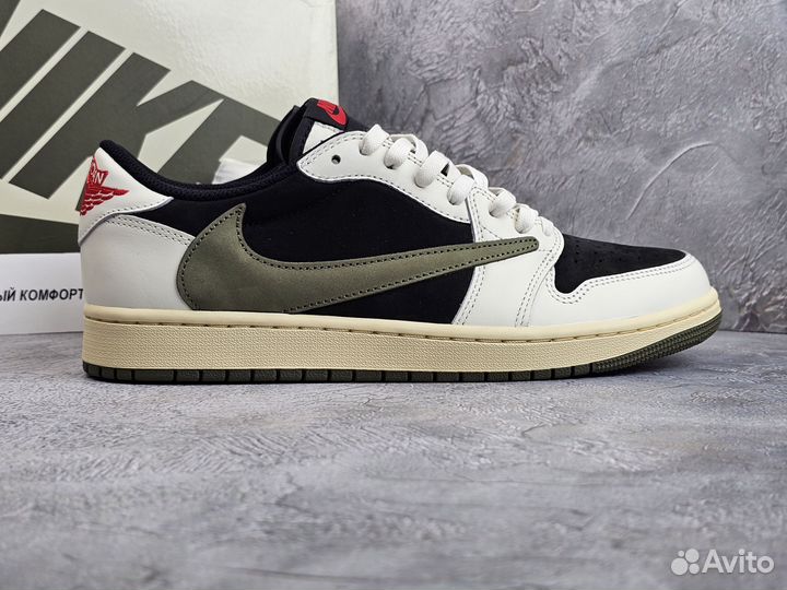 Кроссовки Travis Scott x Air Jordan 1 low olive