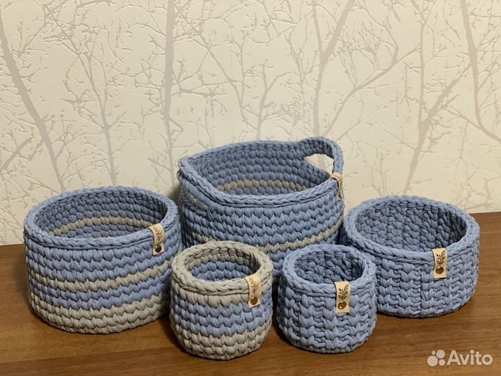 Интерьерная корзина из трикотажной пряжи