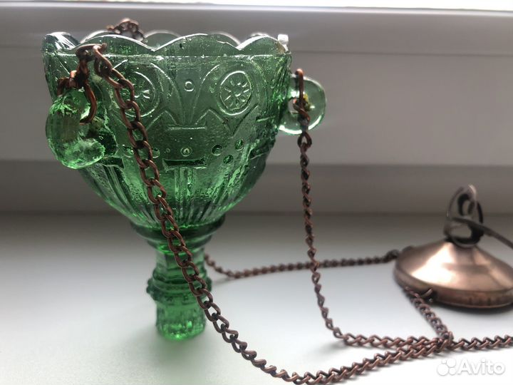 Лампада подвесная, стекло царское