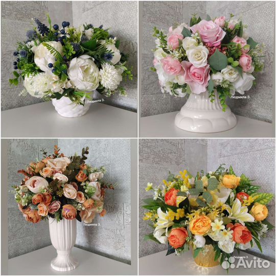 Топиарий и композиция из искусственных цветов