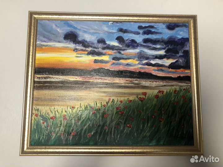 Картина маслом на холсте летний пейзаж