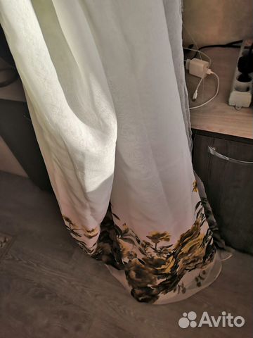 Тюль (отрез) лён-печать