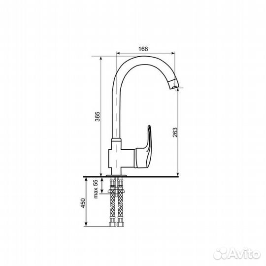 Смеситель для кухни Ulgran U-006-343, антрацит