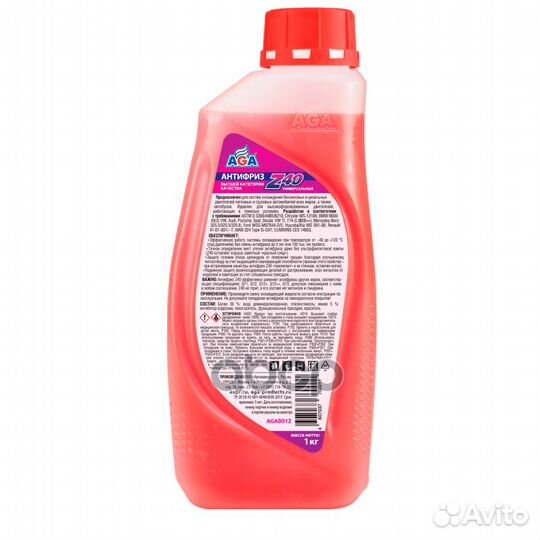Антифриз AGA G12 красный готовый 1л.(40) AGA001Z