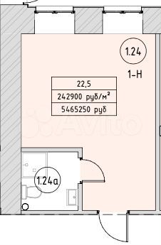 Квартира-студия, 22,5 м², 1/6 эт.