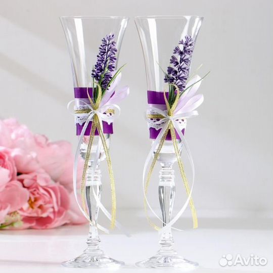 Набор свадебных бокалов Bohemia 'Лаванда', сиренев