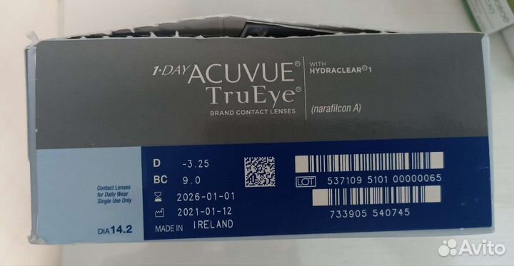 Линзы Acuvue TruEye однодневные -3.25