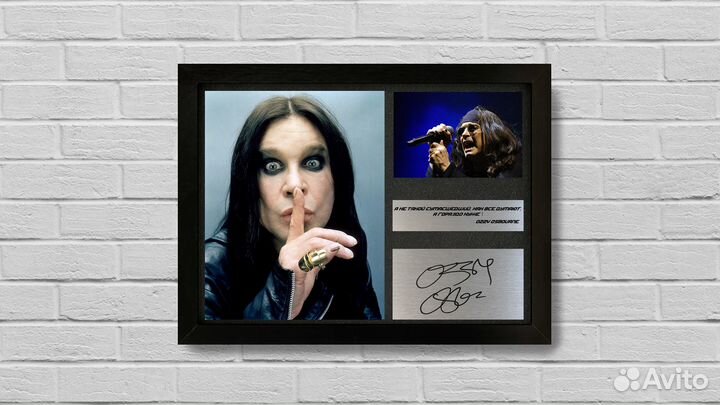 Ozzy Osbourne автограф на металле в рамке подарок