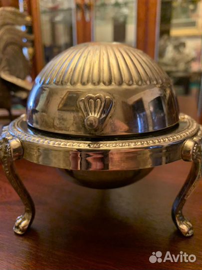 Икорница на ножках посеребренние