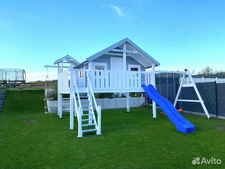 Детский игровой комплекс с домиком и горкой