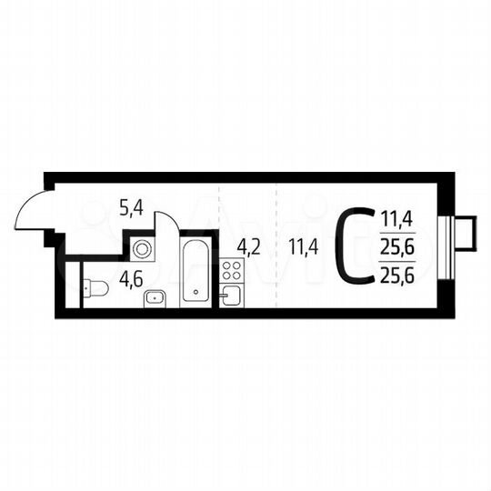 Квартира-студия, 25,6 м², 4/8 эт.