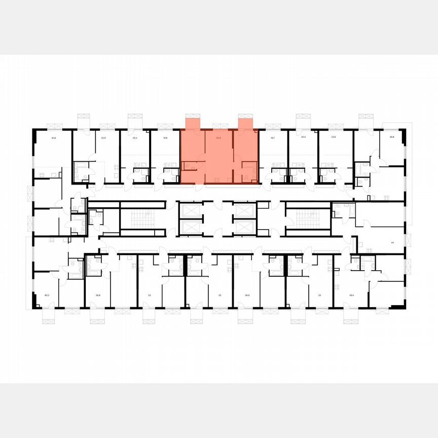 2-к. квартира, 53,9 м², 2/22 эт.