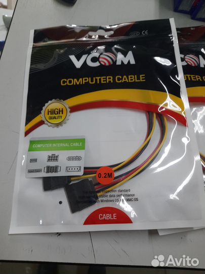Кабель-разветвитель vcom Molex - 2xSerial ATA