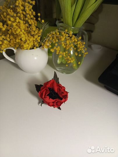 Брошь МАК из ткани