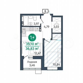 1-к. квартира, 35,1 м², 8/14 эт.