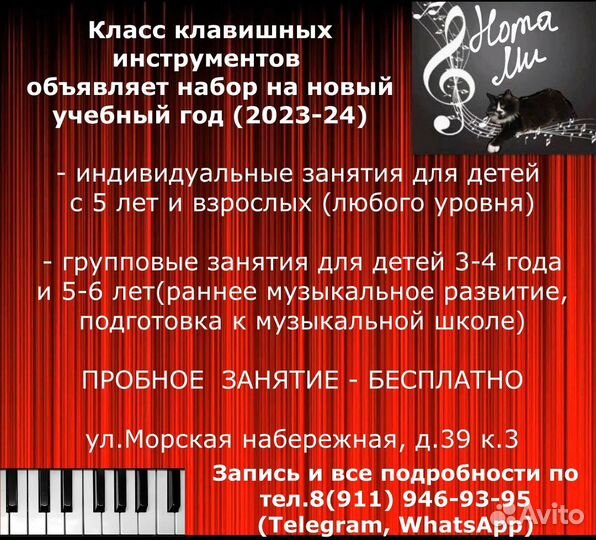 Обучение игре на фортепиано и синтезаторе