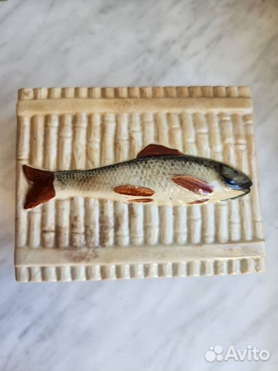Старинная масленка икорница шкатулка рыба,конец 19
