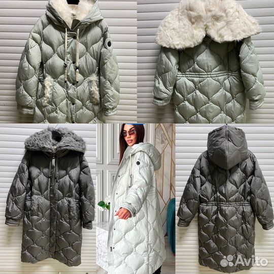 Стеганый пуховик,натур.мех и пух,46/52,Турция