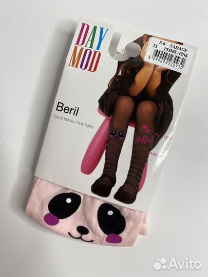 Колготки капрон детские панда розовые Турция