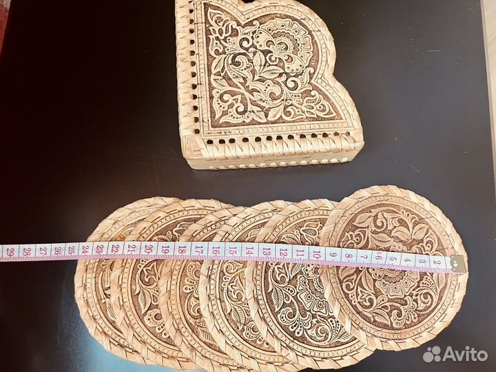 Набор подставок под горячее чашки береста