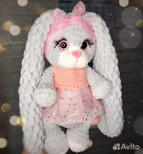 Зефирная зайка. Вязаная игрушка. Игрушка заяц